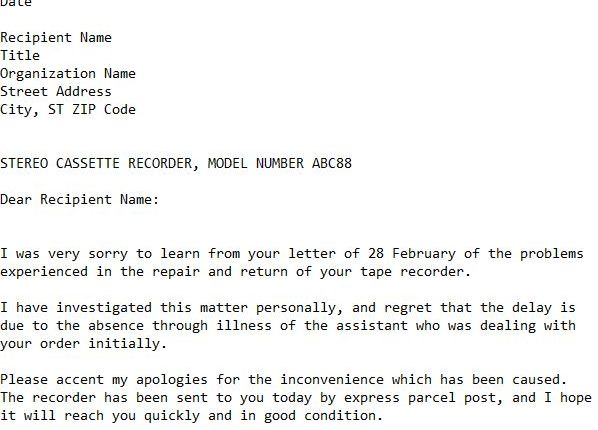 The Manager Apology Letter To Customer's Complaint :101 BusinessLetter