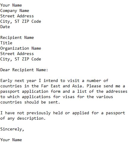 letter request for passport application form
