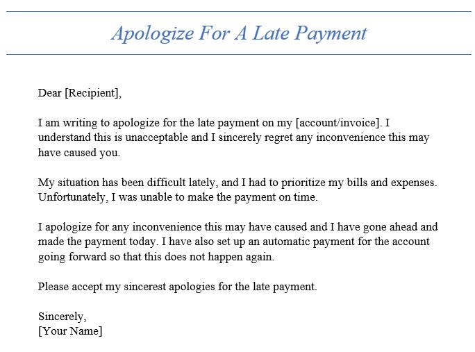 Apologize For A Late Payment 101 Business Letter